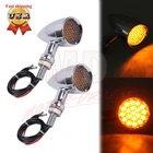 2X LED Chrome Motorcycle Bullet Turn Signals Light Indicators Blinkers Amber 12V
