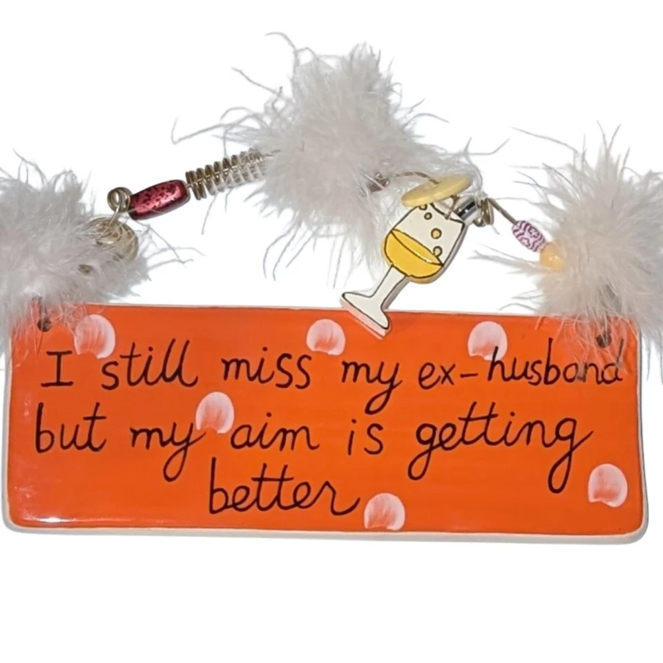 Letrero de placa de cerámica divorciado de Sandra Magsamen de Silvestri divertido ex marido Foto 3 de 4