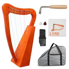 15-String Portable Solid Mahogany Harp With Bag Extra Strings Tool for Beginner