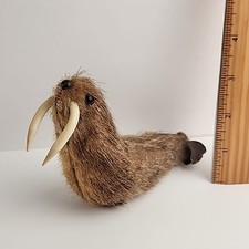 Vtg Baby Walrus, Leather Fur Damaged TLC souvenir Inuit Style Craft Mid Century
