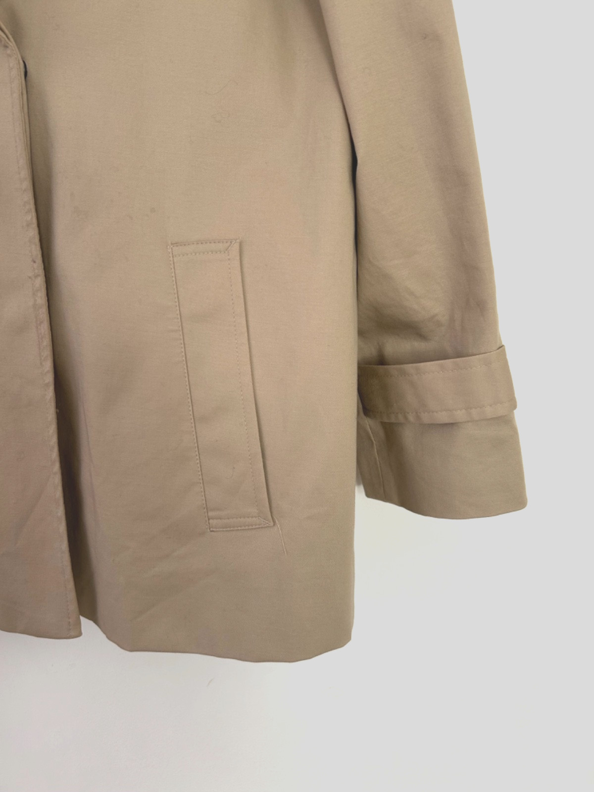 M & S Short Mac Women's Beige Lined Jacket Trench Coat Epaulets Size 12