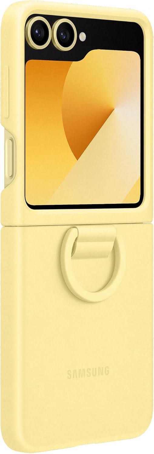 Genuine Official Samsung Galaxy Z Flip6 & Flip7 FE Silicone Case + Ring - Yellow