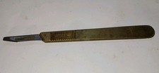 Vintage Military Scalpel Handle No 3 Brass Ribbed Grip Stamped I.S. Made in USA
