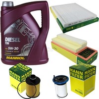 MANN-FILTER Inspektionspaket Mannol 5L Diesel Tdi 5W-30 FüR Opel Combo