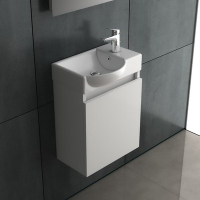 Alpenberger Badmöbel-Set Vormont Waschbecken mit Unterschrank Hochglanz Gäste-WC