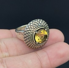 Signed RS Thailand Sterling Silver .925 Nice Round Citrine Ring Size 6.75