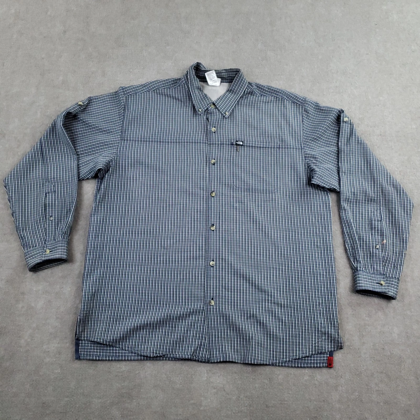 The North Face Shirt Mens XL Blue Check Button Front Vented Fishing Hiking