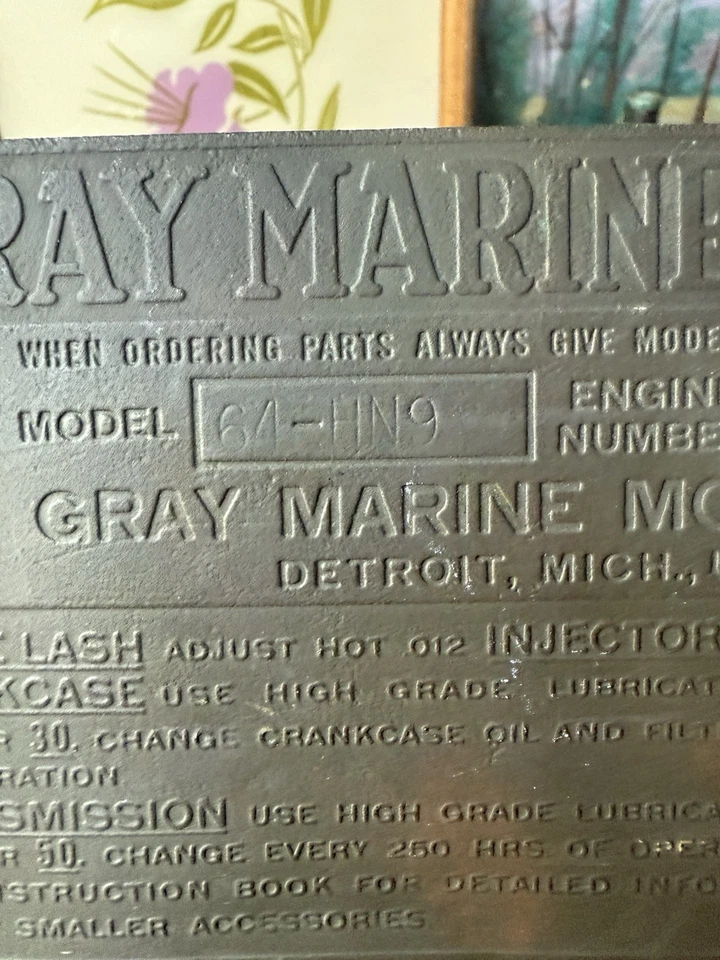 Placa Motor: Gris Marino Diesel Original Placa Metal Placa Motor Modelo 64-HN9 Foto 3 de 4