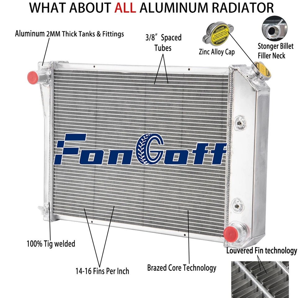 Radiador de 4 filas 23" W para Chevy Nova Pontiac Ventura Buick Apollo CU412 1973 1974 Foto 2 de 4
