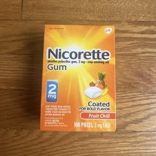 Nicorette Coated Fruit Chill 2mg Nicotine Gum 100 Count Exp: 09/2025 Sealed Box
