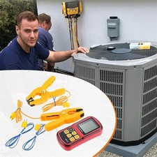 Digital Dual Channel K Type Thermocouple Thermometer with 2 Probes Pipe Clamps