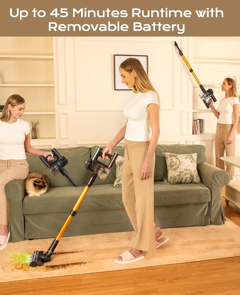 V15 Cordless Vacuum Cleaner, 35KPA 6-In-1 Stick Vacuum, up to 45Mins Runtime Lig - Image 3 of 4