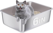 Stainless Steel Litter Box Metal Litter Box 6" High Side Cats Litter Boxes