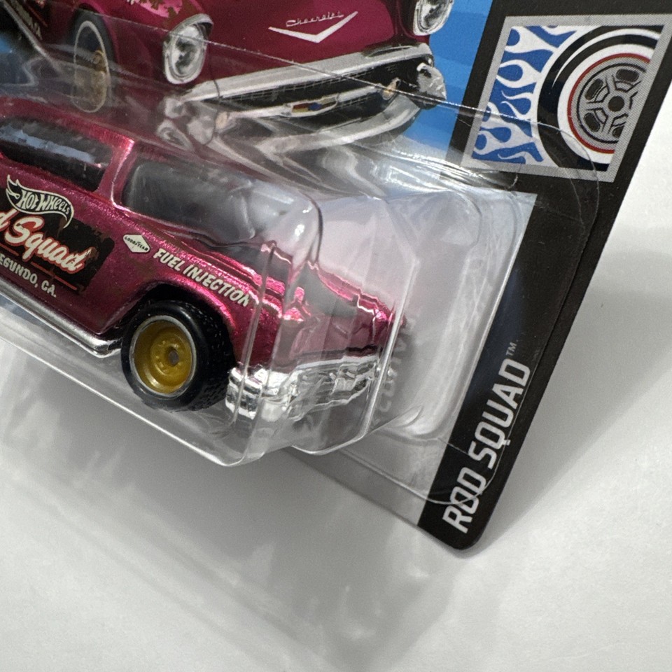 Hot Wheels SHORT CARD 2020 ROD SQUAD 57 CHEVY PINK STH SUPER TREASURE ...