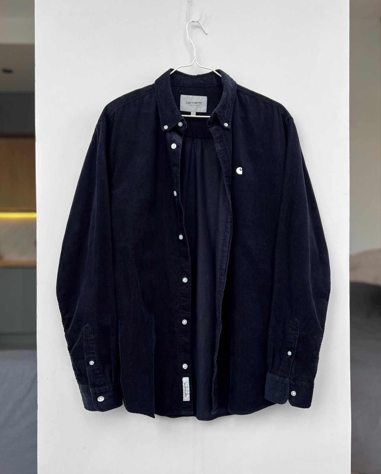 Carhartt WIP Madison Corduroy Shirt Men's Large Button Up Streetwear Navy
