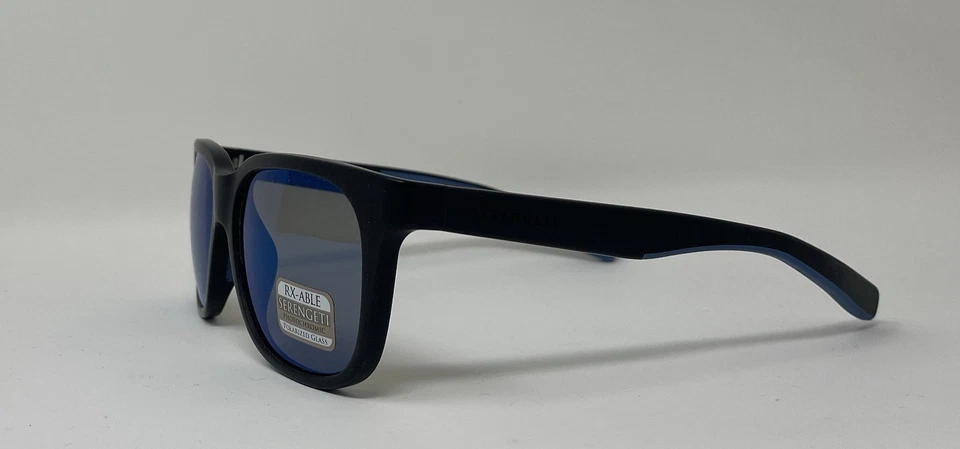 Gafas de sol Serengeti Egeo 8679 negras mate con azules. Controladores polarizados 55-17 Foto 2 de 3