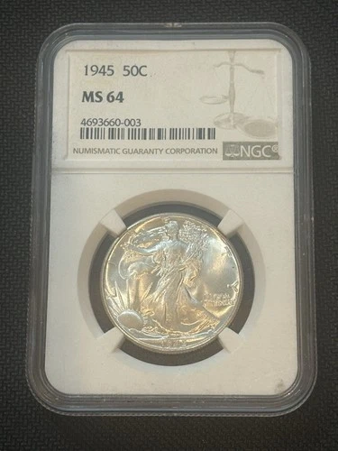 1945 WALKING LIBERTY HALF DOLLAR NGC MS64