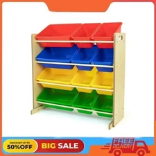 Humble Crew Primary Toy Storage Organizer with 12 Plastic Storage Bins