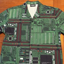 Pleasures Now Men’s Motherboard Button Up Party Shirt Sz M  Computer Nerd Geek