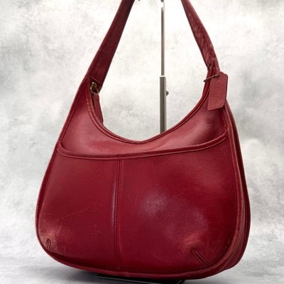 Vintage Old Coach 9033 Red Leather Ergo Bag Womens Handbag Purse VTG