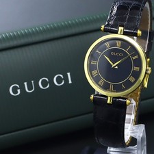 [Exc+5] GUCCI 2040M Black Dial Quartz unisex Watch New Battery w/Box