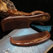 Natural Golden Silk Sandalwood Comb Crescent Type Anti-Static Comb Curly Hair Wo