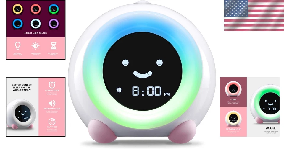 Mella Children's Sleep Trainer & Alarm Clock - Blush Pink - Image 2 of 4