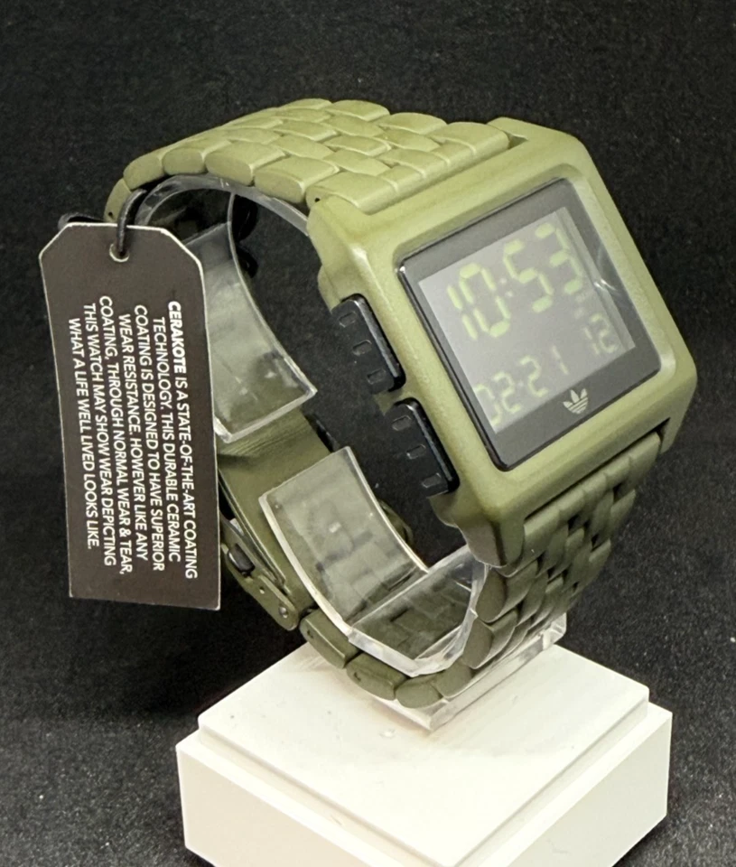 RELOJ ADIDAS ORIGINALES Z072977-00 HOMBRE VERDE EJÉRCITO ESTILO MILITAR CUARZO 50M WAT Foto 4 de 4