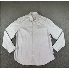 Armani Collezioni Mens XL Button Down Shirt White Black Micro Check Cotton