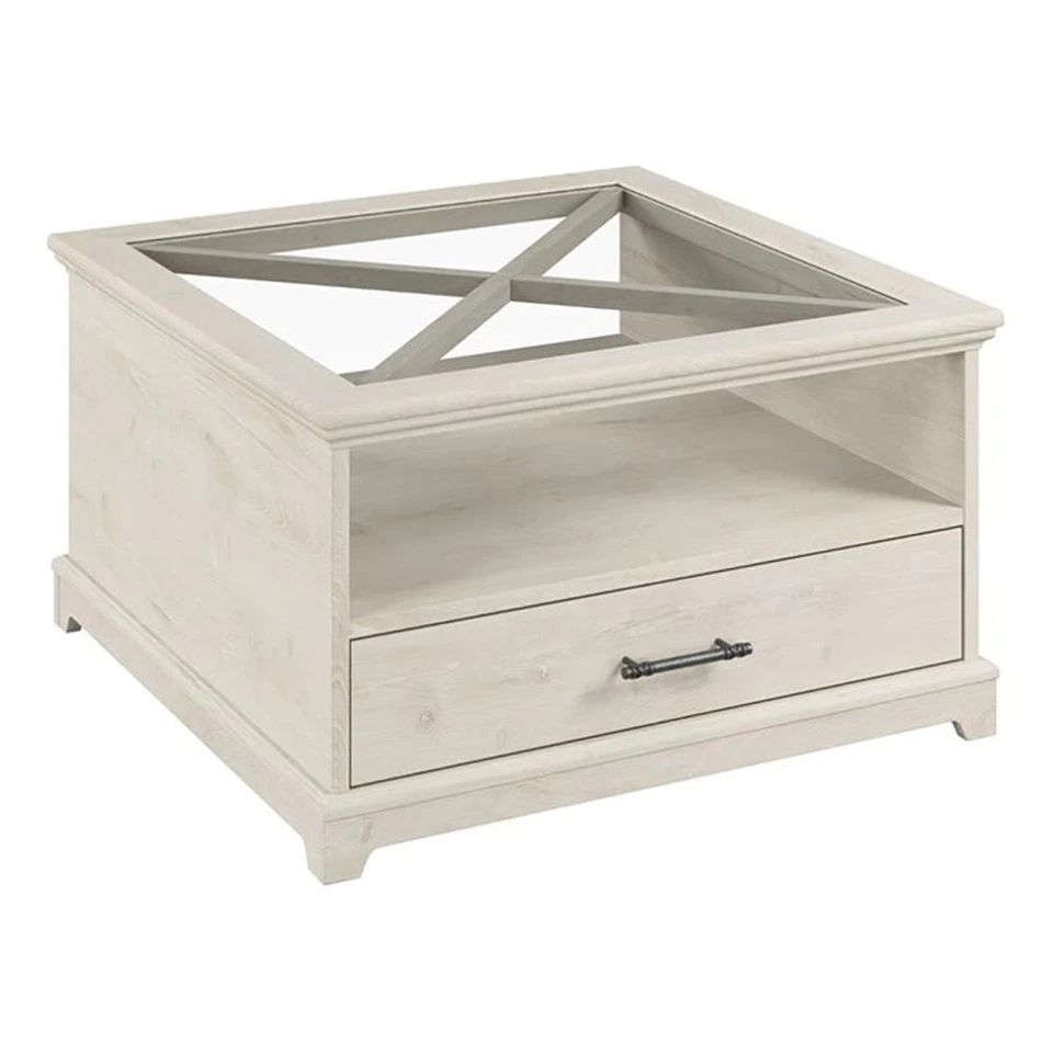 Bush Lennox Engineered Wood Coffee Table with Storage in Linen White Oak - Image 2 of 4
