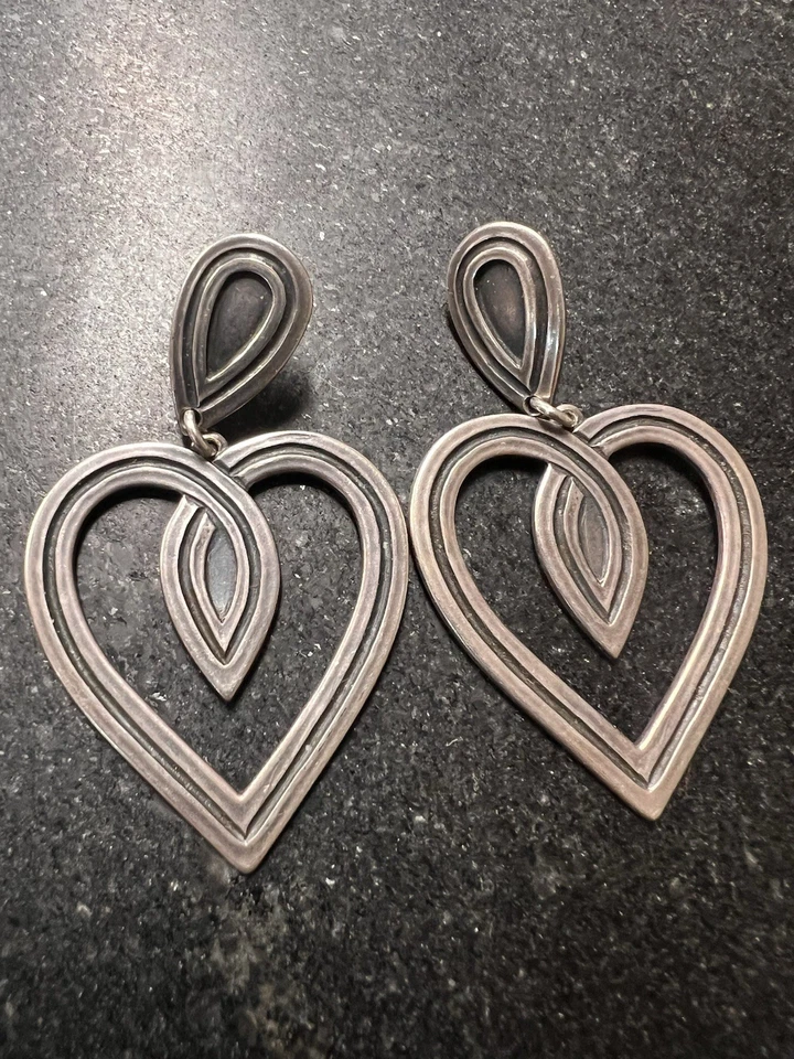 James Avery Retired “From The Heart”Large Sterling 925 Heart Shaped Earrings - Image 2 of 4