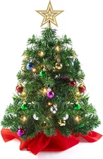 23-Inch DIY Mini Christmas Tree with Lights - Small Christmas Decorations Table 