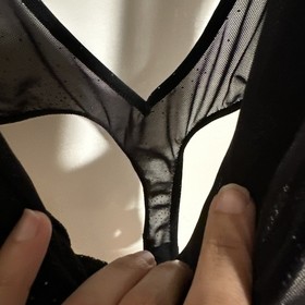 Maison Close SMALL Sz 4 Douce Provocation Thong Bodysuit Coeur, Open Black Body