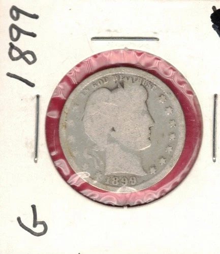 1899-Philadelphia Silver Barber Quarter 25 Cents, .181 Troy Oz ASW ~ $16