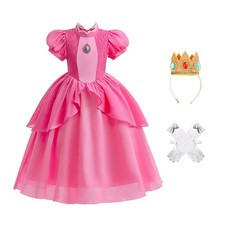Kids Princess Peach Cosplay Dress Costume Princess Roleplay Accessories Gloves