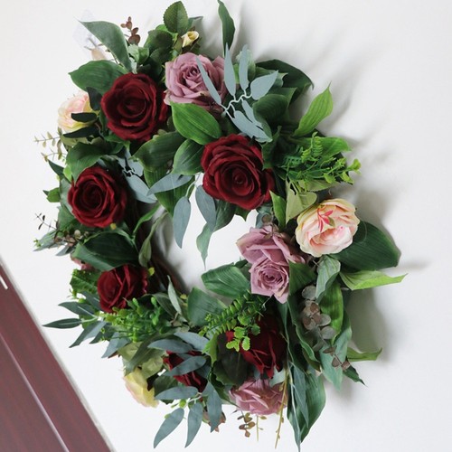 Artificial Rose Flower Wreath Summer Wreath for Front Door Wall Window9208 - Picture 9 of 10