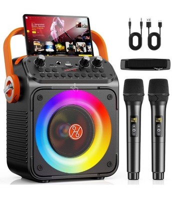 JYX T35-T WIRELESS KARAOKE MACHINE WITH DYNAMIC SOUND AND LIGHTS 2 MICS