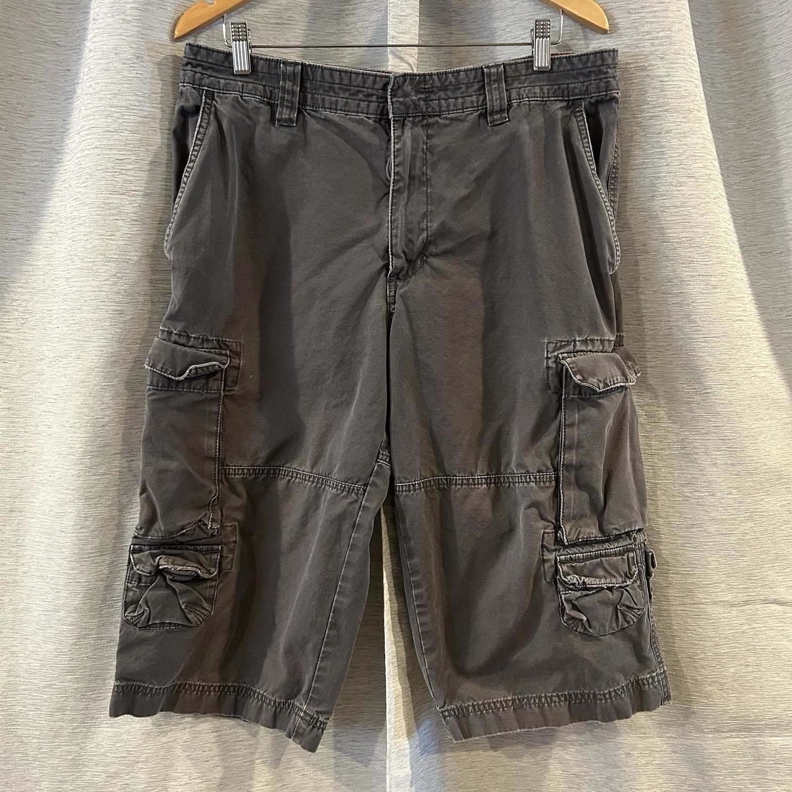 Vintage Mossimo Supply Mens Cargo Shorts 36 Gray Relaxed Baggy Skater y2k