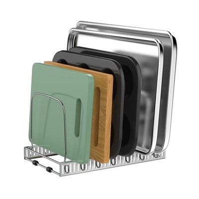 Erweiterbar Küchenregal Silber Pfanne Deckel Tablett Schneidebrett Aufbewahrung Halter