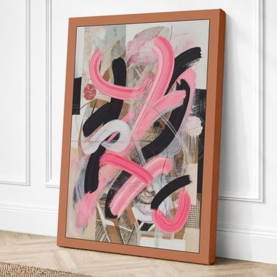 Abstrakte rosa Gesten vielseitig Leinwandbild Wandbild Wohndeko fertig zum Aufhängen