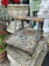 Vintage Craftsman Mechanics Work Stool Wood Creeper Seat Rolling Bench Sears