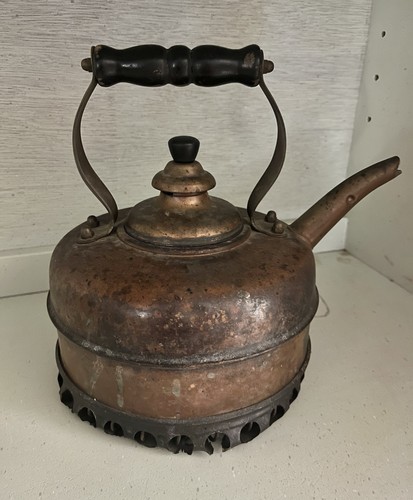 ๐ Vtg Antique The Simplex Patent Tea Kettle Solid Copper England 400709-402190 - Picture 3 of 10