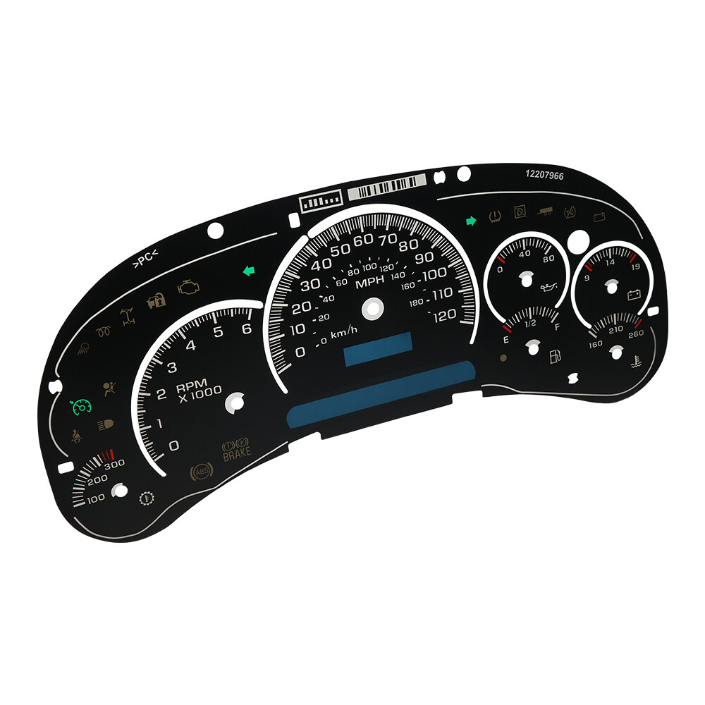 Black Gauge Face Overlay LED Version Trans Temp for GM Silverado Sierra Tahoe