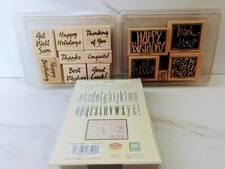 Stampin' Up Wood And Rubber Greetings And Foam Letter Lot