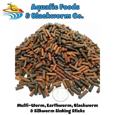 AQUATIC FOODS GOURMET BLENDS Multi-Worm Sinking Stick, Earthworm, Blackworm, Silkworm Sinking Sticks GB-30