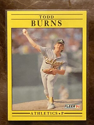 1991 Fleer Todd Burns Oakland Athletics 4 Missing “.” In USA Error