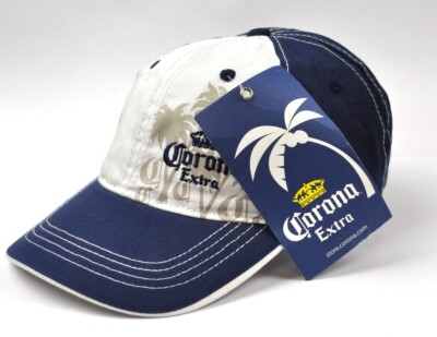 Corona Extra Bier USA Kappe Mütze Baseball Cap Käppi Schirmmütze blau-weiß Palme