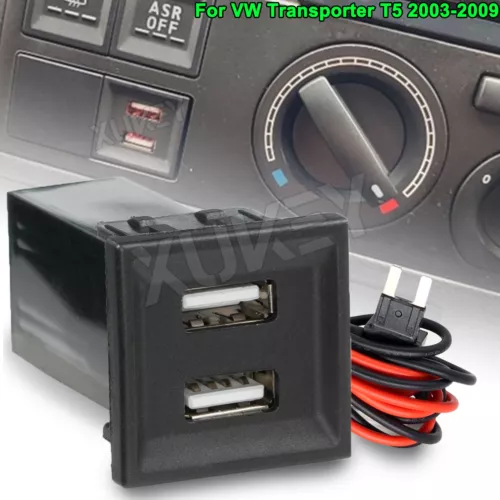 Do VW T5 Transporter Dual USB Szybka ładowarka Gniazdo Światło Gniazdo, Samochód - Zdjęcie 2 z 9