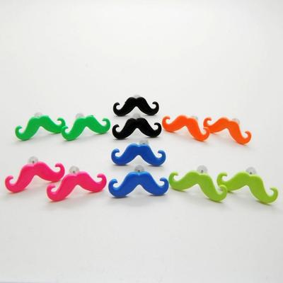 Vintage Neon Schnurrbart gelockter Bart Schnurrbart Ohrstecker Modeschmuck UK
