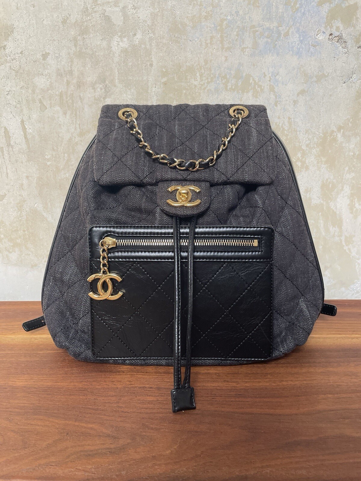 Chanel Washed Denim Calfskin Quilted Backpack 2016